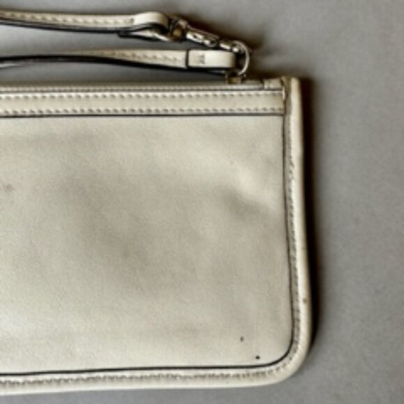 COACH White Leather Logo Embossed Wristlet - Picture 3 of 4